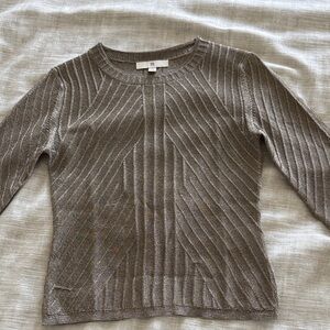 Banana Republic Ribbed Metallic Taupe Sweater - XS NWOT